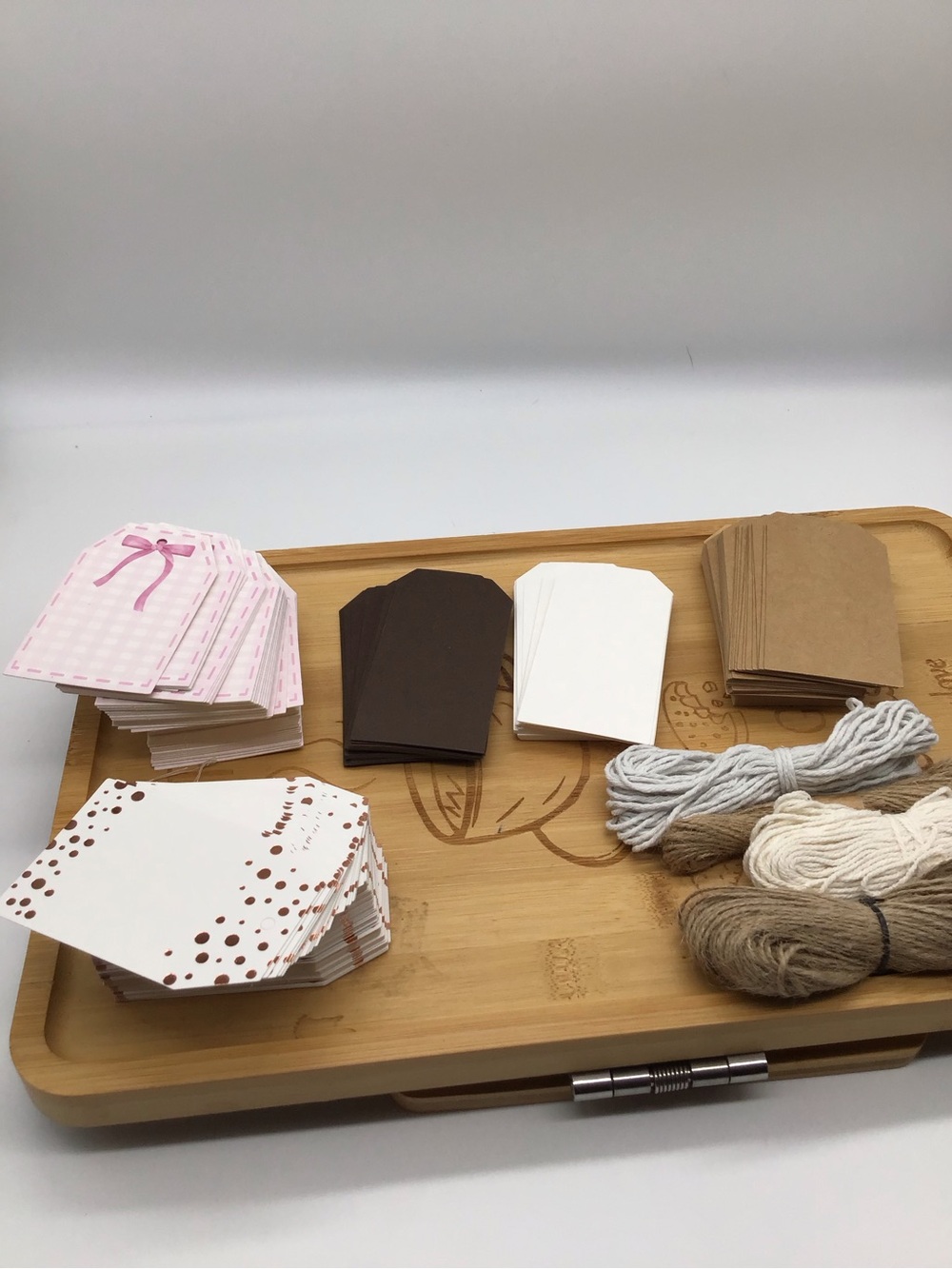 315 tags Mixed Gift Tag Pack with Twine - Pink, Brown, White, Kraft